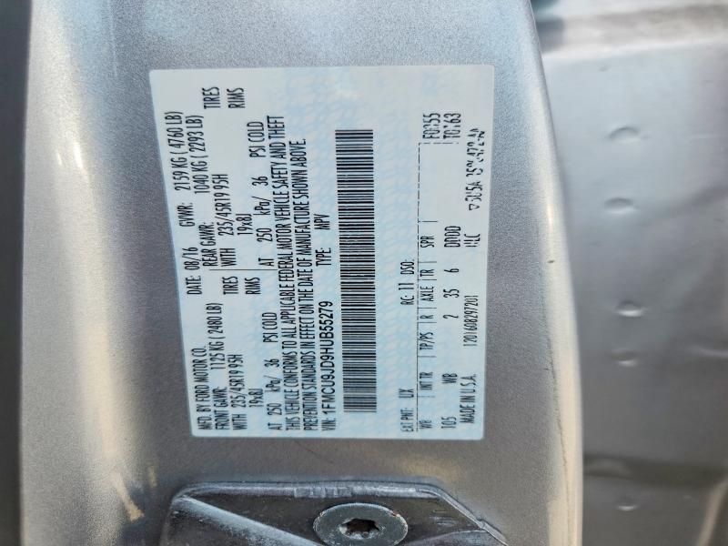2017 Ford Escape მანქანა იყიდება აუქციონზე, vin: 1FMCU9JD9HUB55279, აუქციონის ნომერი: 54437466