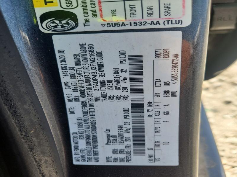 53379366 :رقم المزاد ، 3FADP4BJ2FM216860 vin ، 2015 Ford Fiesta مزاد بيع