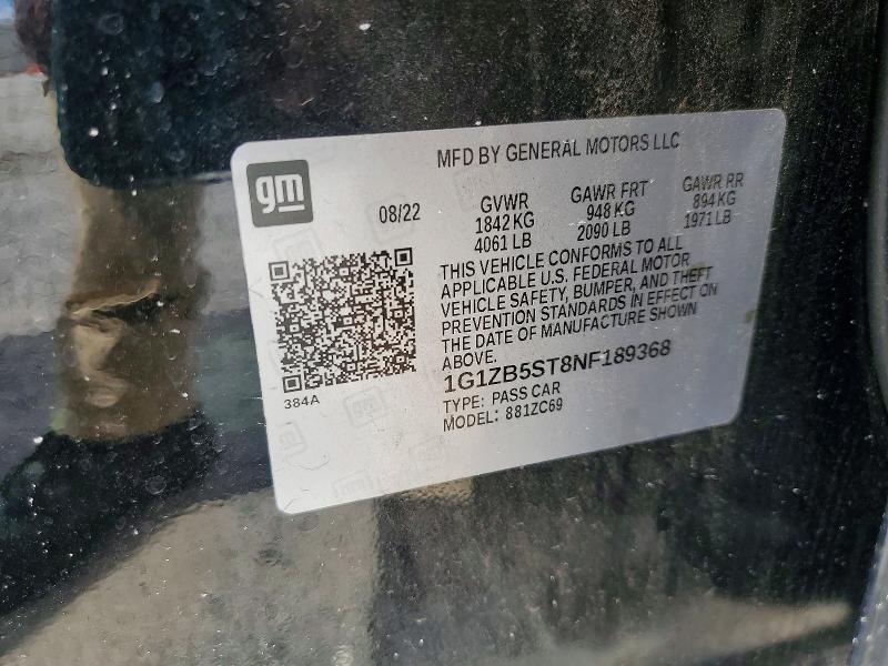 Продажа на аукционе авто 2022 Chevrolet Malibu, vin: 1G1ZB5ST8NF189368, номер лота: 54992816