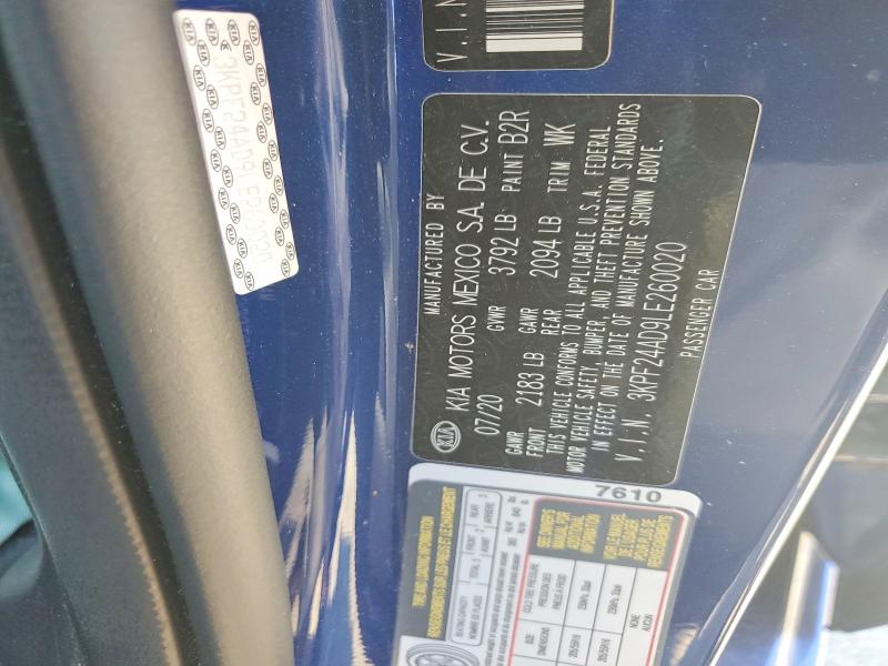 53871276 :رقم المزاد ، 3KPF24AD9LE260020 vin ، 2020 Kia Forte مزاد بيع