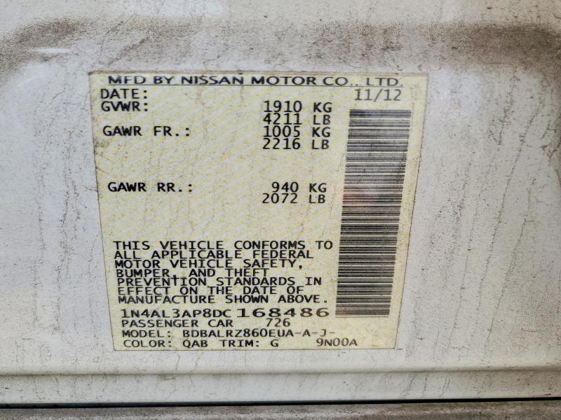 2013 Nissan Altima მანქანა იყიდება აუქციონზე, vin: 1N4AL3AP8DC168486, აუქციონის ნომერი: 53359836