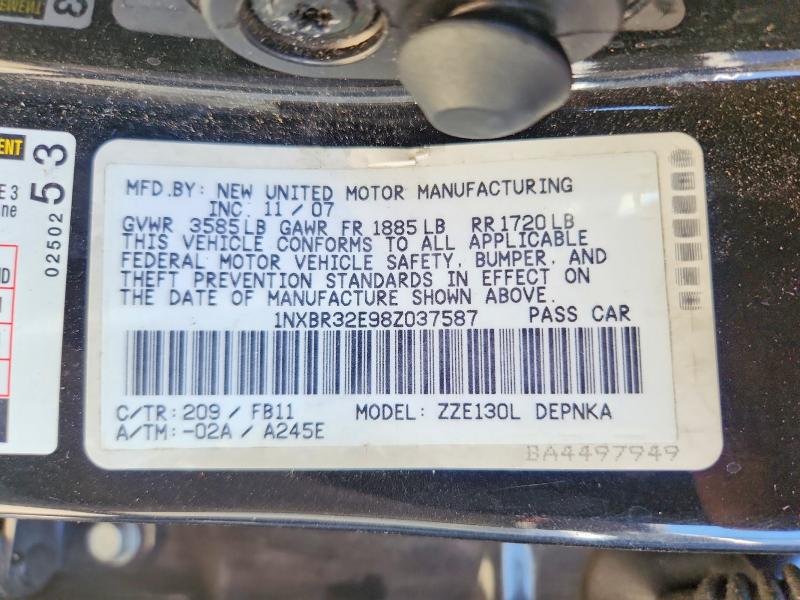 Продаж на аукціоні авто 2008 Toyota Corolla, vin: 1NXBR32E98Z037587, номер лоту: 54555646