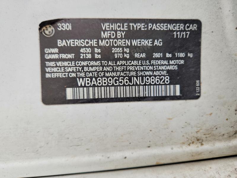 Auction sale of the 2018 Bmw 330, vin: WBA8B9G56JNU98628, lot number: 52654146
