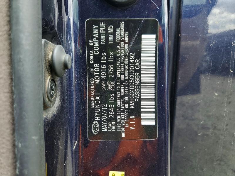 Aukcja sprzedaży 2012 Hyundai Genesis, vin: KMHGC4DD5CU201492, numer aukcji: 54797836