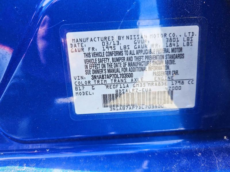 Продажа на аукционе авто 2013 Nissan Sentra, vin: 3N1AB7AP7DL703500, номер лота: 52755746
