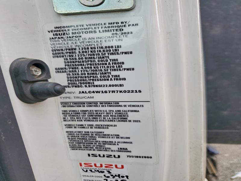 54490626 :رقم المزاد ، JALC4W167R7K02215 vin ، 2024 Isuzu Npr Xd مزاد بيع