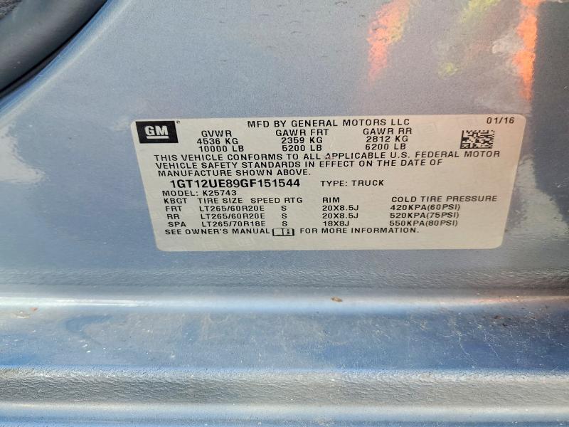 Aukcja sprzedaży 2016 Gmc Sierra, vin: 1GT12UE89GF151544, numer aukcji: 54227286