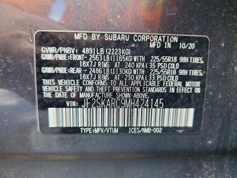 Продажа на аукционе авто 2021 Subaru Forester, vin: JF2SKARC9MH424145, номер лота: 54460796