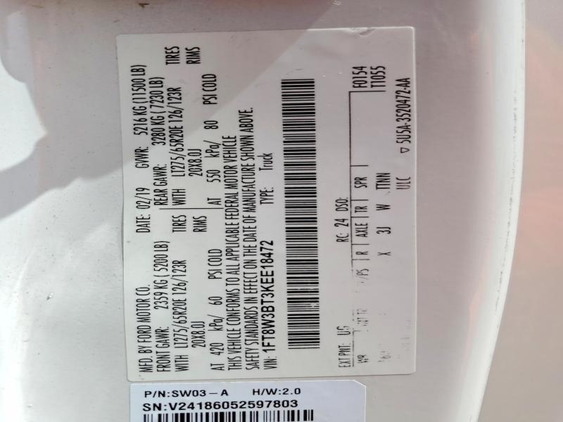 Продажа на аукционе авто 2019 Ford F350, vin: 1FT8W3BT3KEE18472, номер лота: 50620716