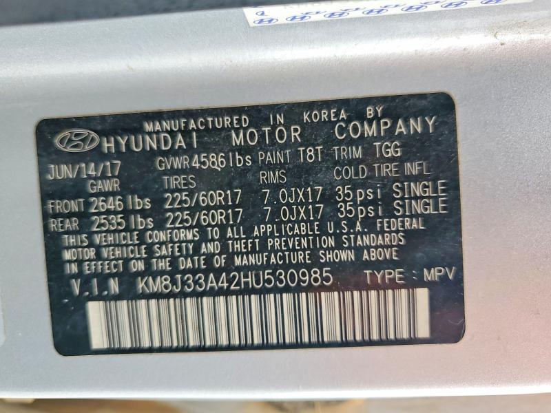Aukcja sprzedaży 2017 Hyundai Tucson, vin: KM8J33A42HU530985, numer aukcji: 53376946