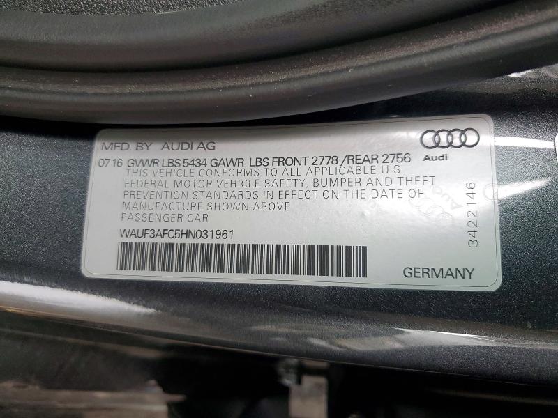 2017 Audi A6 მანქანა იყიდება აუქციონზე, vin: WAUF3AFC5HN031961, აუქციონის ნომერი: 55417246