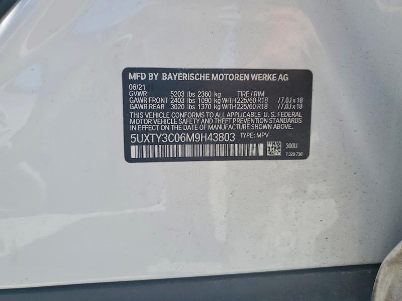 Aukcja sprzedaży 2021 Bmw X3, vin: 5UXTY3C06M9H43803, numer aukcji: 53237806