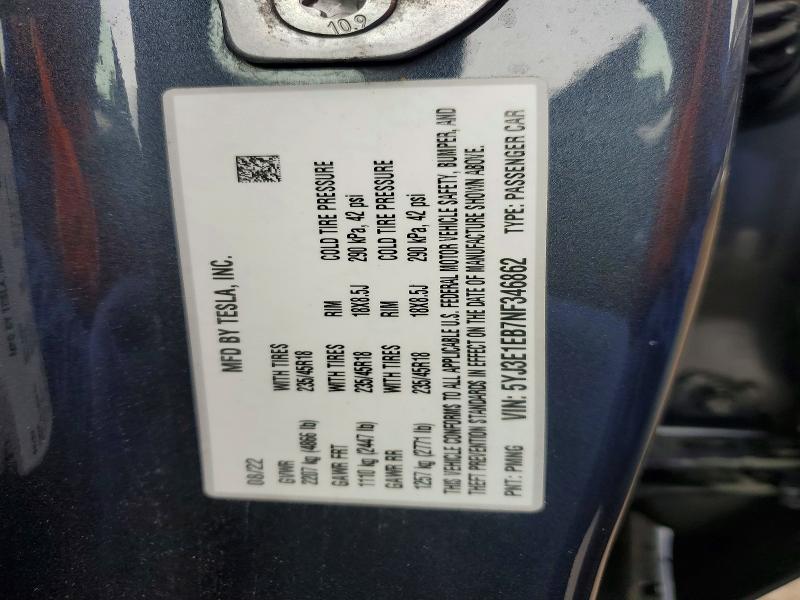 Продаж на аукціоні авто 2022 Tesla Model 3, vin: 5YJ3E1EB7NF346862, номер лоту: 51992576
