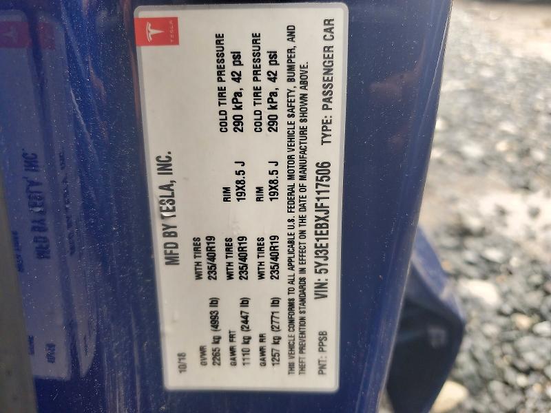 Продаж на аукціоні авто 2018 Tesla Model 3, vin: 5YJ3E1EBXJF117506, номер лоту: 52383766