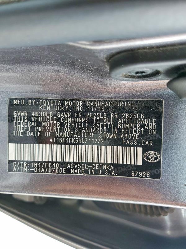 Продажа на аукционе авто 2017 Toyota Camry, vin: 4T1BF1FK6HU711272, номер лота: 55210796