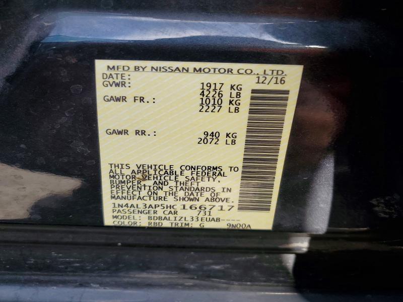 Продаж на аукціоні авто 2017 Nissan Altima, vin: 1N4AL3AP5HC166717, номер лоту: 51914316