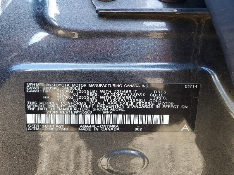 Auction sale of the 2014 Toyota Rav4, vin: 2T3RFREV1EW135263, lot number: 51464936