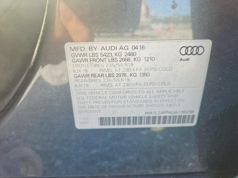 54167196 :رقم المزاد ، WA1L2AFP4GA138298 vin ، 2016 Audi Q5 مزاد بيع