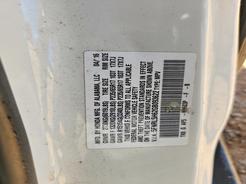 Aukcja sprzedaży 2016 Honda Odyssey, vin: 5FNRL5H62GB093622, numer aukcji: 53589236