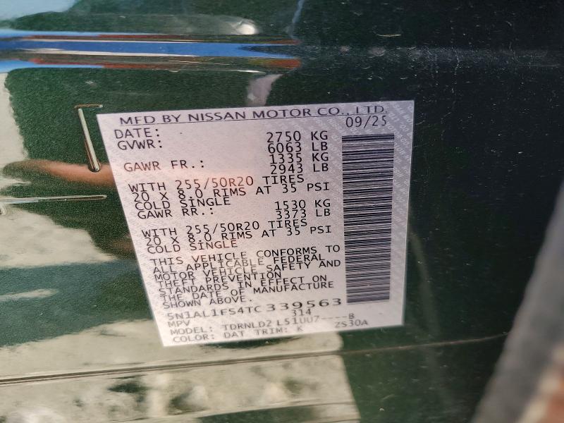 52591266 :رقم المزاد ، 5N1AL1FS4TC339563 vin ، 2026 Infiniti Qx60 مزاد بيع