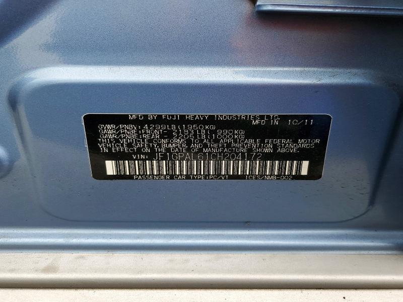Продажа на аукционе авто 2012 Subaru Impreza, vin: JF1GPAL61CH204172, номер лота: 52464346