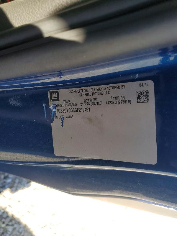 53415276 :رقم المزاد ، 1GB3CYCG8GF210451 vin ، 2016 Chevrolet Silverado مزاد بيع