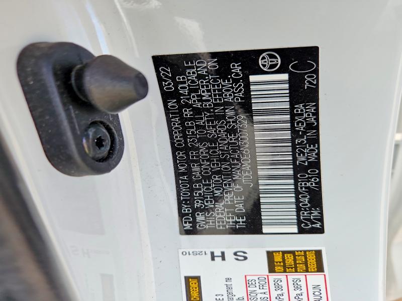 52212006 :رقم المزاد ، JTDEAMDE6N3007329 vin ، 2022 Toyota Corolla مزاد بيع