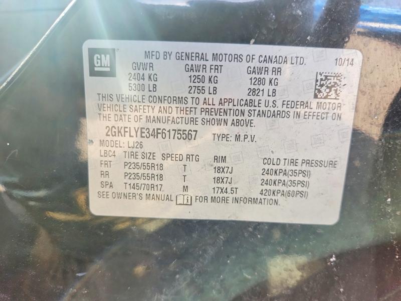 Продаж на аукціоні авто 2015 Gmc Terrain, vin: 2GKFLYE34F6175567, номер лоту: 54964626