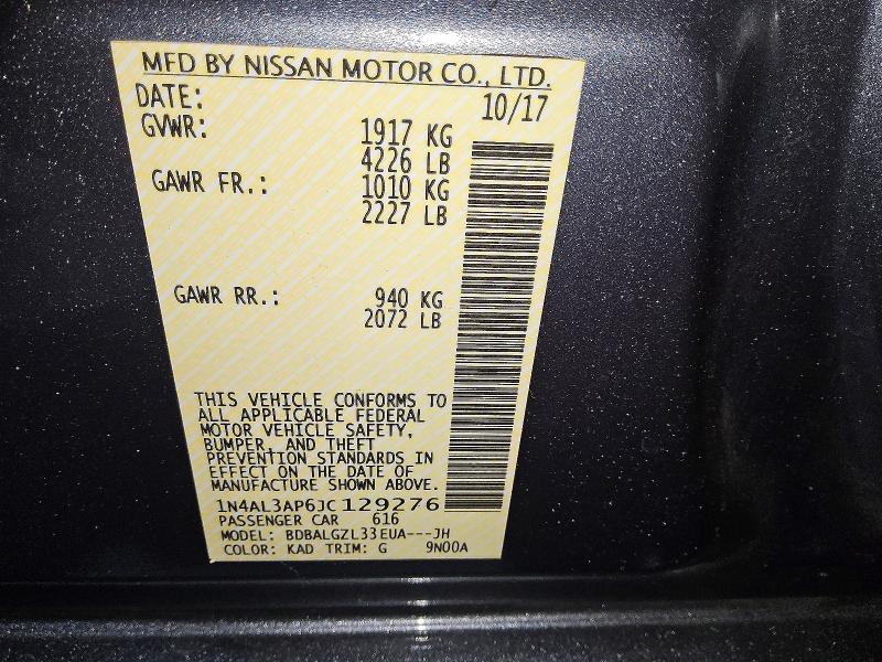 Продаж на аукціоні авто 2018 Nissan Altima, vin: 1N4AL3AP6JC129276, номер лоту: 54885326
