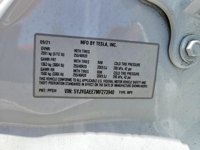 52932376 :رقم المزاد ، 5YJYGAEE7MF273940 vin ، 2021 Tesla Model Y مزاد بيع