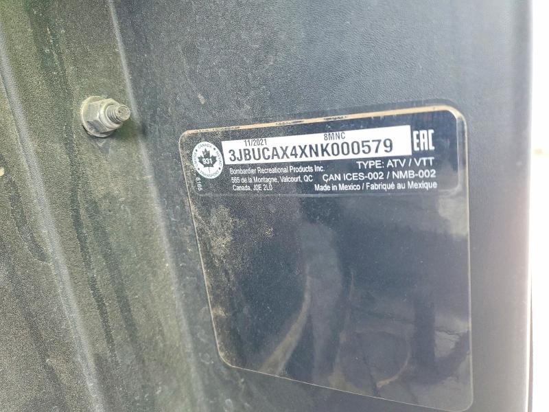 52252816 :رقم المزاد ، 3JBUCAX4XNK000579 vin ، 2022 Can-am Defender مزاد بيع