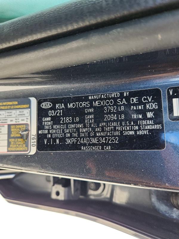 Продажа на аукционе авто 2021 Kia Forte, vin: 3KPF24AD3ME347252, номер лота: 53188376