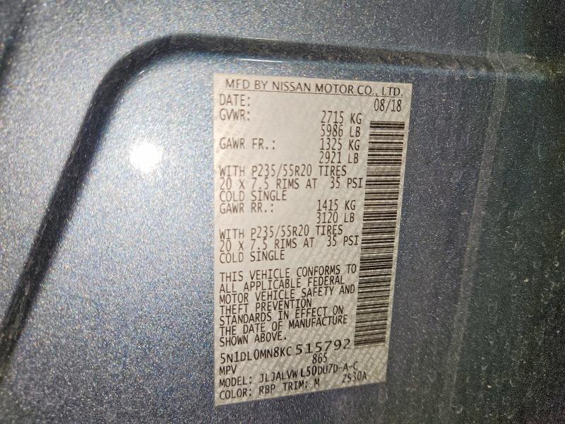 Aukcja sprzedaży 2019 Infiniti Qx60, vin: 5N1DL0MN8KC515792, numer aukcji: 54174616