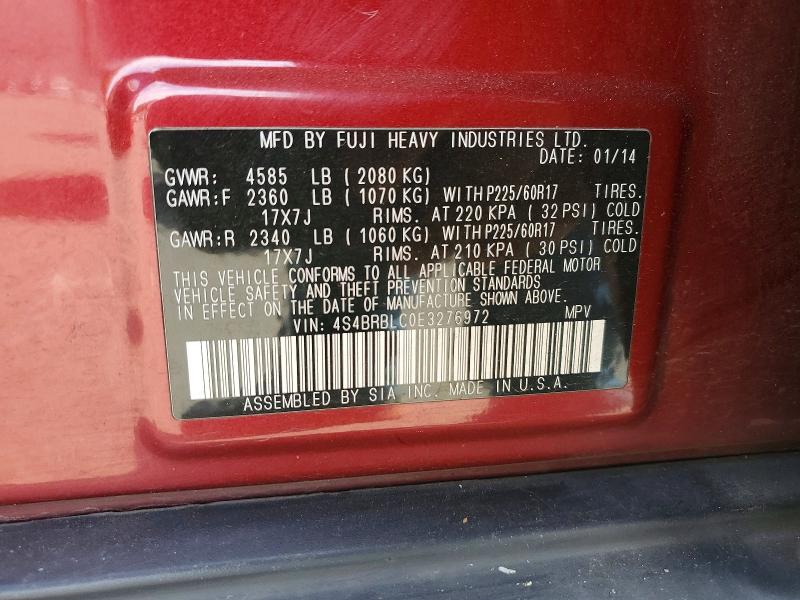 Продаж на аукціоні авто 2014 Subaru Outback, vin: 4S4BRBLC0E3276972, номер лоту: 52889536