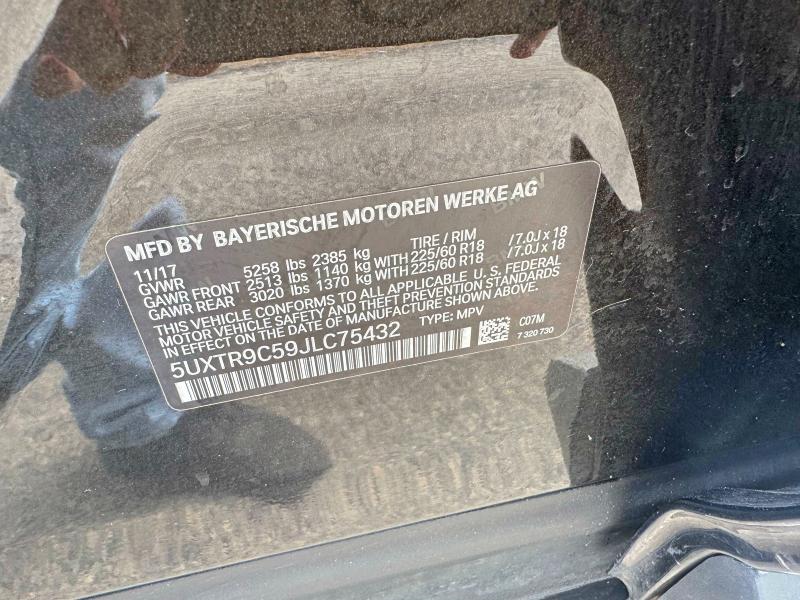 Продаж на аукціоні авто 2018 Bmw X3, vin: 5UXTR9C59JLC75432, номер лоту: 55092996