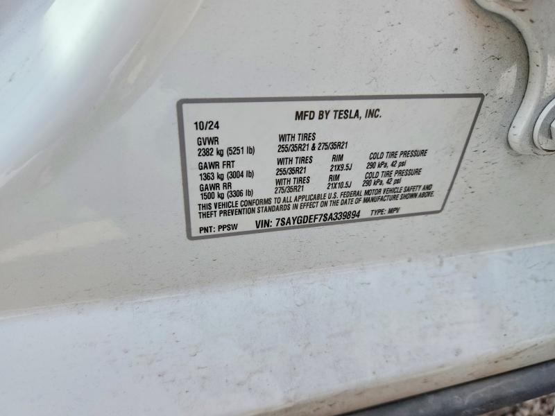 2025 Tesla Model Y მანქანა იყიდება აუქციონზე, vin: 7SAYGDEF7SA339894, აუქციონის ნომერი: 52486756