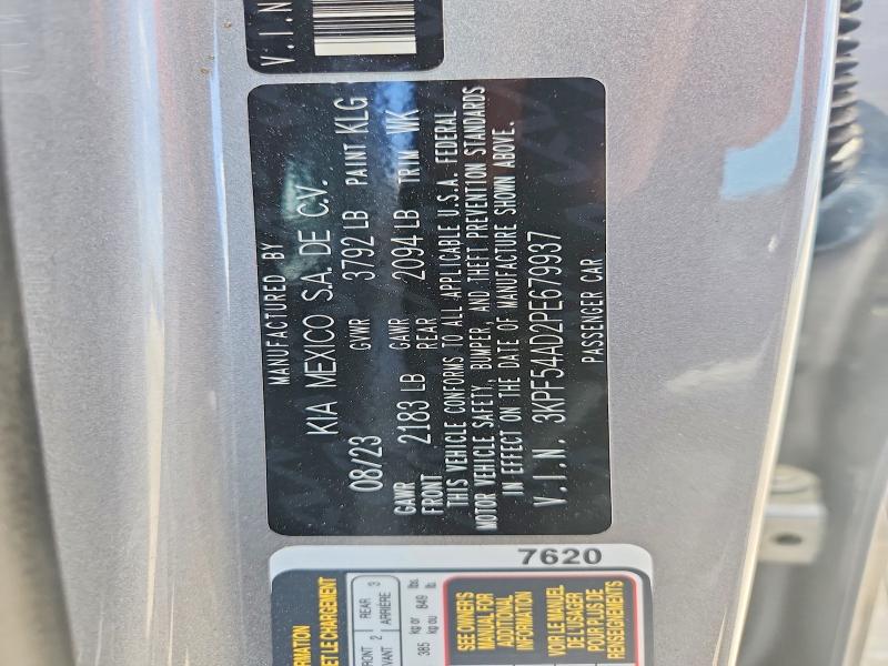 2023 Kia Forte მანქანა იყიდება აუქციონზე, vin: 3KPF54AD2PE679937, აუქციონის ნომერი: 52192006