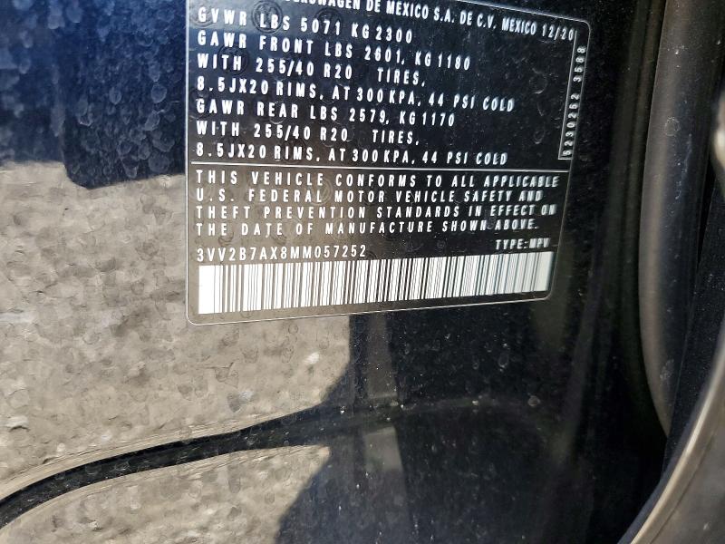 Продаж на аукціоні авто 2021 Volkswagen Tiguan, vin: 3VV2B7AX8MM057252, номер лоту: 52881066