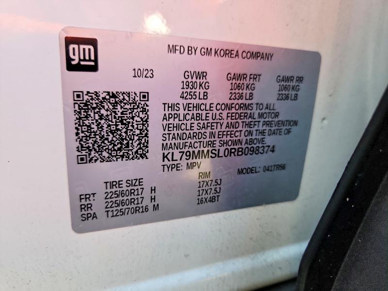 2024 Chevrolet Trailblazer მანქანა იყიდება აუქციონზე, vin: KL79MMSL0RB098374, აუქციონის ნომერი: 53935816