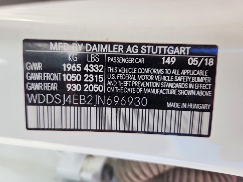 52559506 :رقم المزاد ، WDDSJ4EB2JN696930 vin ، 2018 Mercedes-benz Cla مزاد بيع