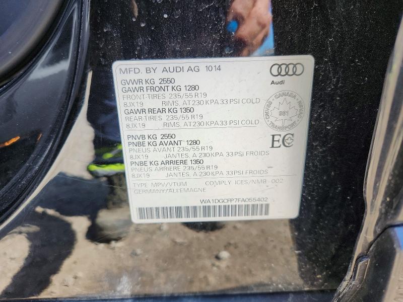 52787506 :رقم المزاد ، WA1DGCFP7FA055402 vin ، 2015 Audi Q5 مزاد بيع