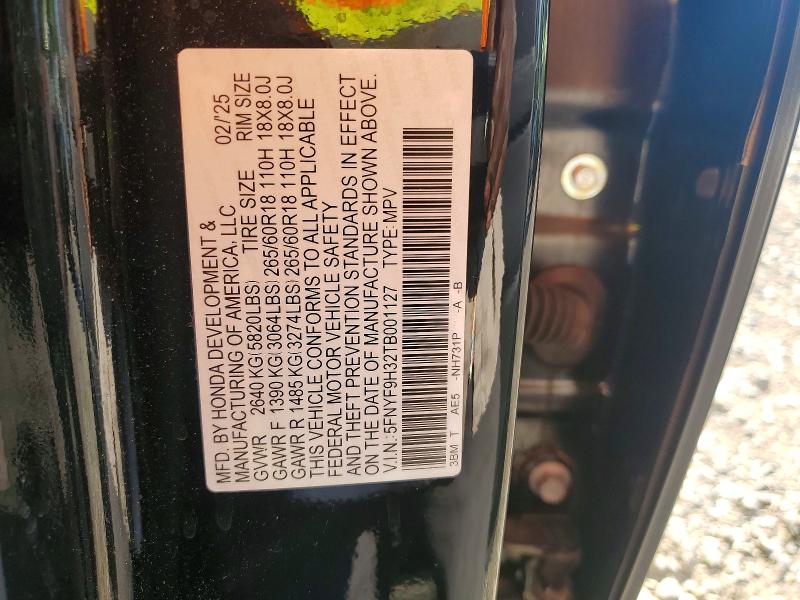53938056 :رقم المزاد ، 5FNYF9H32TB001127 vin ، 2026 Honda Passport مزاد بيع