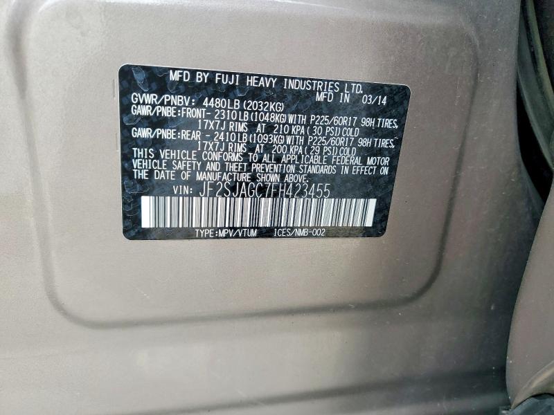 Продаж на аукціоні авто 2015 Subaru Forester, vin: JF2SJAGC7FH423455, номер лоту: 53999836
