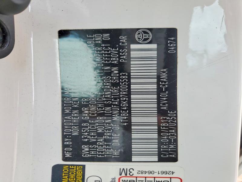 2007 Toyota Camry მანქანა იყიდება აუქციონზე, vin: 4T4BE46K97R005583, აუქციონის ნომერი: 52002196