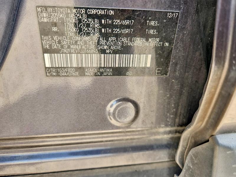 Aukcja sprzedaży 2018 Toyota Rav4, vin: JTMZFREV1JJ166893, numer aukcji: 54878876