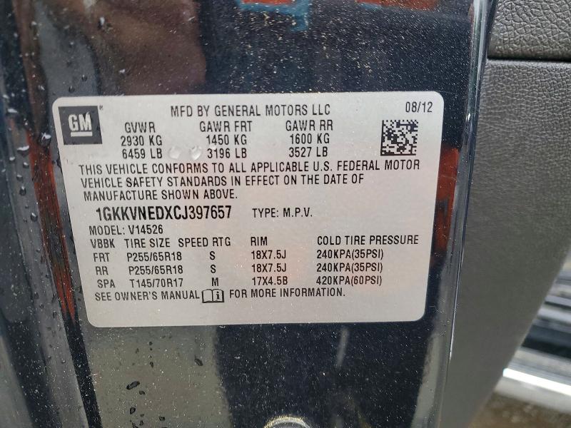 2012 Gmc Acadia მანქანა იყიდება აუქციონზე, vin: 1GKKVNEDXCJ397657, აუქციონის ნომერი: 52270046