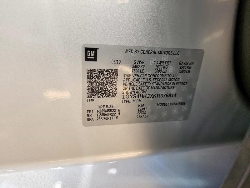 2019 Cadillac Escalade მანქანა იყიდება აუქციონზე, vin: 1GYS4HKJXKR376814, აუქციონის ნომერი: 55199266