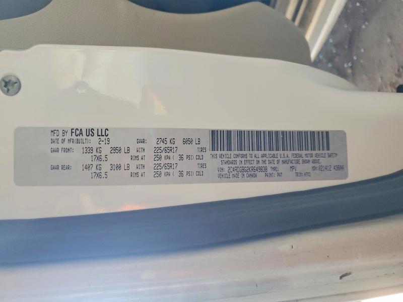 Продаж на аукціоні авто 2019 Dodge Grand Caravan, vin: 2C4RDGBG2KR649838, номер лоту: 55639026
