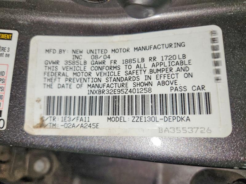 Aukcja sprzedaży 2005 Toyota Corolla, vin: 1NXBR32E95Z401258, numer aukcji: 52553666