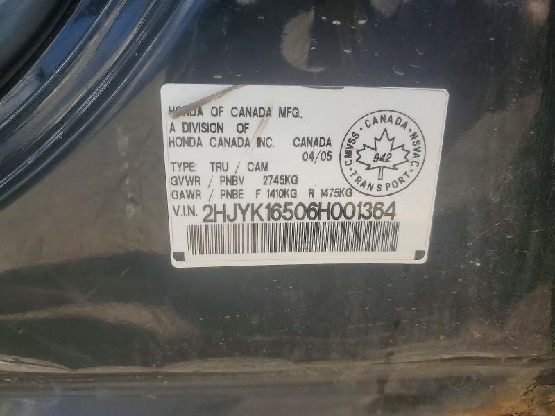 Продаж на аукціоні авто 2006 Honda Ridgeline, vin: 2HJYK16506H001364, номер лоту: 52862256